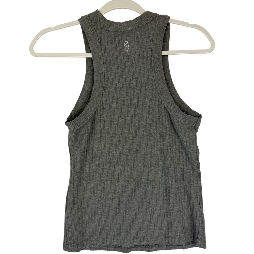FP‎ Movement Ribbed High Neck Tank Top Women Size M Gray Activewear Athleisure - Picture 3 of 5